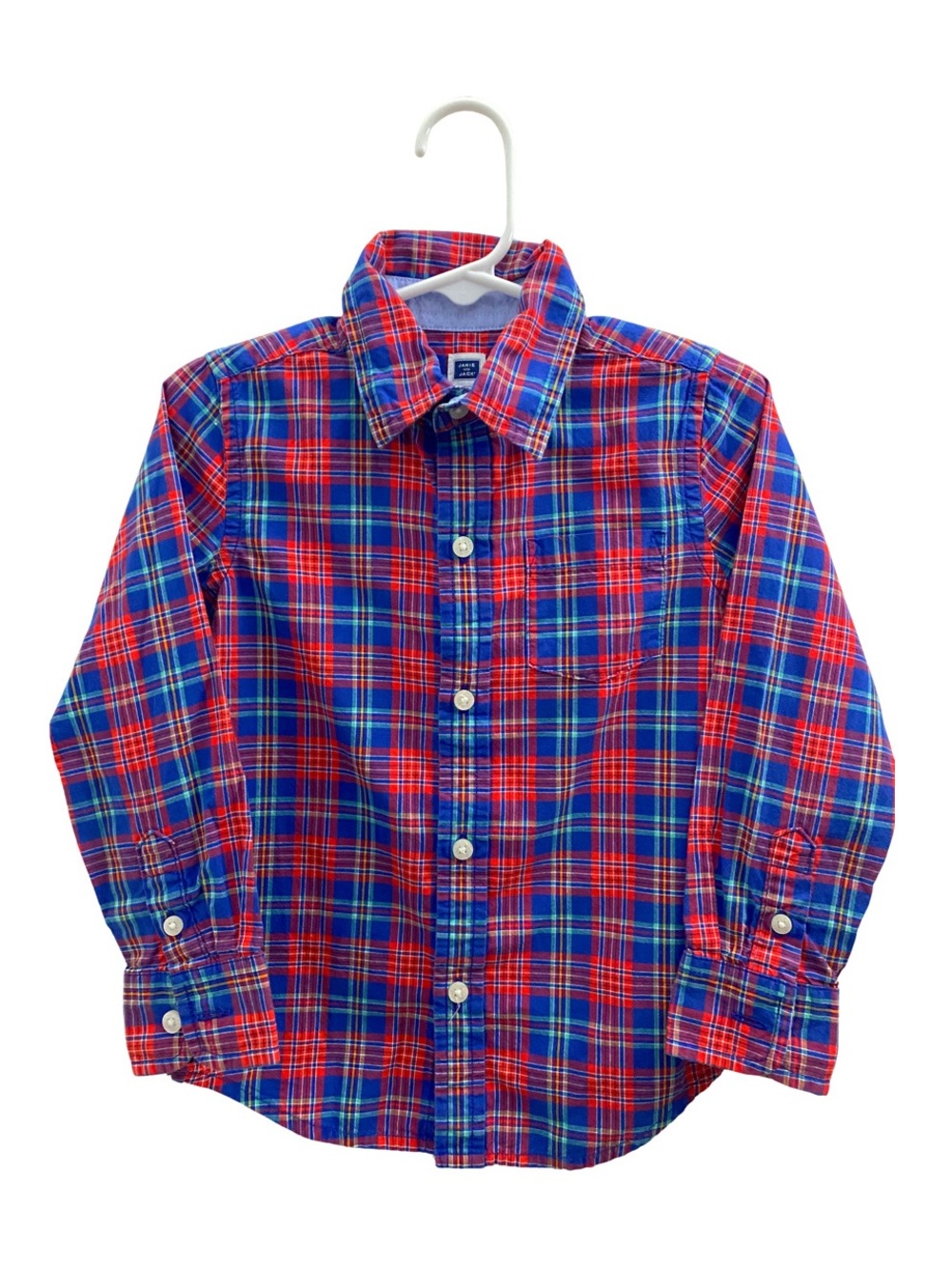 Janie & Jack Plaid Button-Down Shirt - Size 3 - 100% Cotton